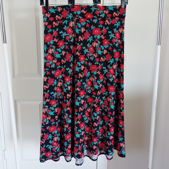 LuLaRoe Floral Black and Red Women's maxi Skirt - Picture 1 of 5